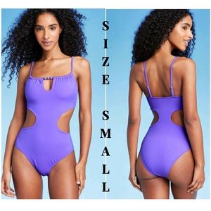 NEW Size Small-Women's Bead Front Cut Out Swimsuit- Shade & Shore-Violet.